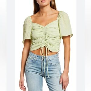 NWT WAYF Secrets‎ Kept Gathered Flutter Sleeve Top, XS